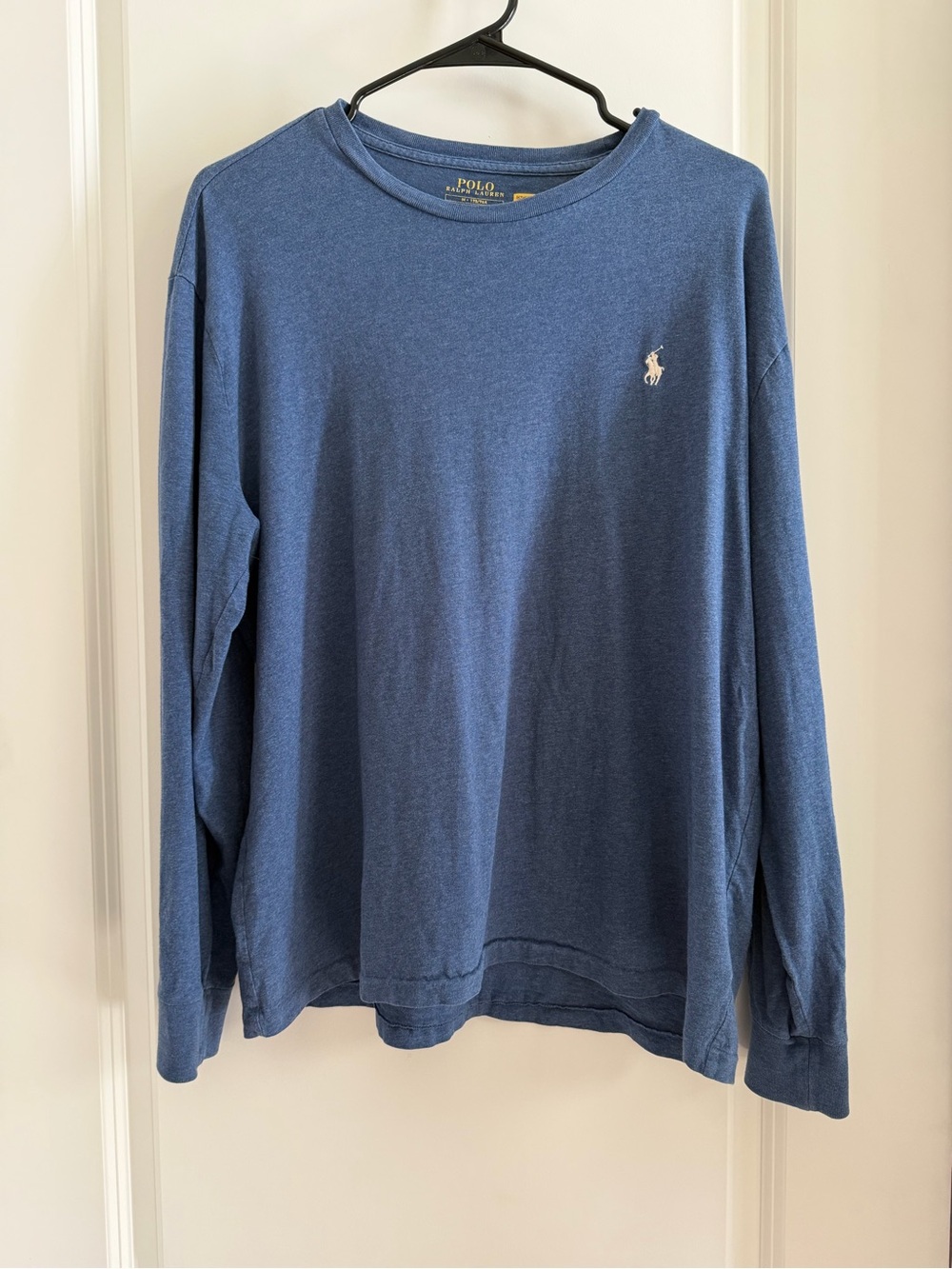 Polo by Ralph Lauren Long Sleeve Crewneck in Denim Blue with Embroidered Pony